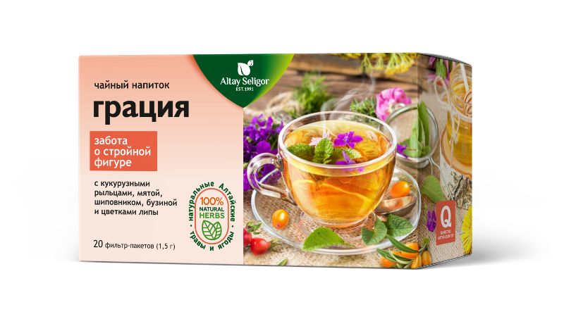 Травяной чай Грация, 20 ф-п*1,5 гр, Алтай Селигор травяной чай ясный взгляд 20 ф п 1 5 гр алтай селигор