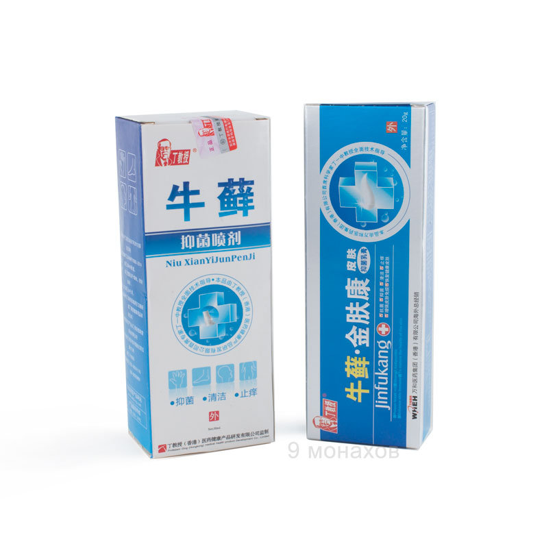 Комплекс при псориазе Jinfukang (спрей + мазь) эффективная антибактериальная мазь против зуда при псориазе дерматите экзематоиде 15 г
