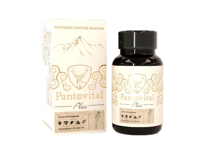 Пантовитал+ с Золотым корнем (120 капсул по 360 мг), Pantovital