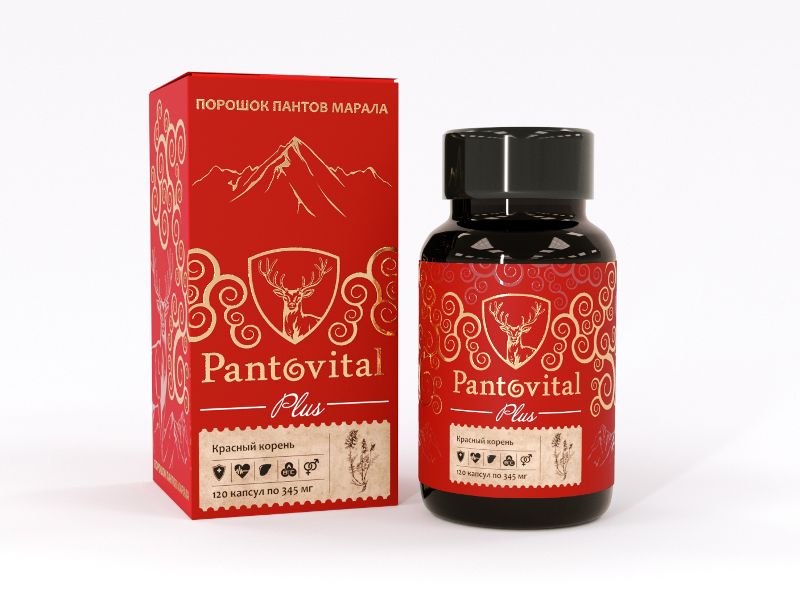 Пантовитал+ с Красным корнем (120 капсул по 345 мг), Pantovital
