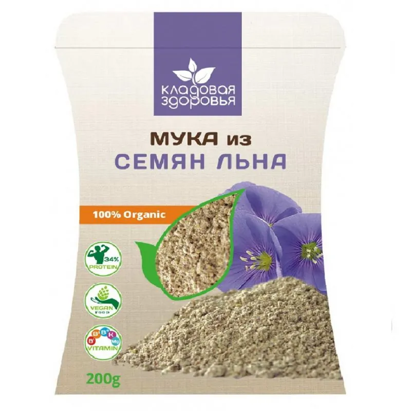 Купить Мука льняная 200гр, Кладовая здоровья в магазине =9Монахов= цена ...