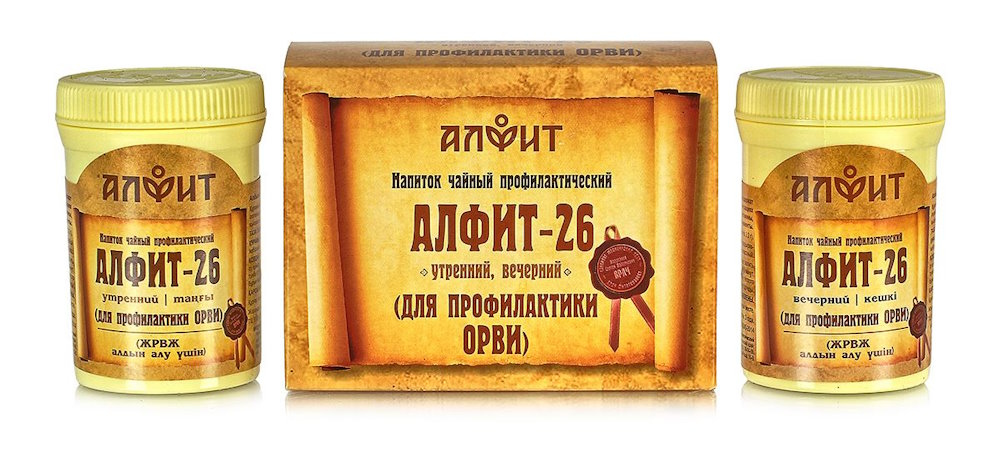 Чайный напиток Алфит-26 для профилактики осложнений ОРВИ, 120 г (60 брикетов по 2 г), Алфит