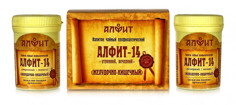 Чайный напиток Алфит-14 желудочно-кишечный, 120 г (60 брикетов по 2 г), Алфи