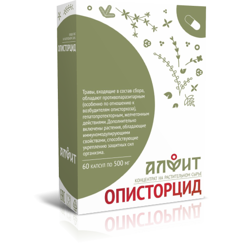 Концентрат на растительном сырье  Описторцид (блистер), 30 г (60 капсул по 500 мг), Алфит