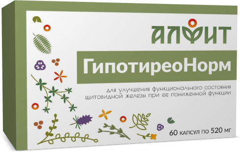 БАД Фитосборы в капсулах Гипотиреонорм, 60 капсул по 520 мг, Алфит