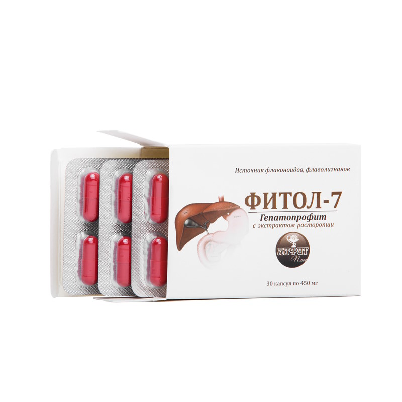 Фитосбор в капсулах Фитол-7 Гепатопрофит, печёночный, 30 капс по 450 мг