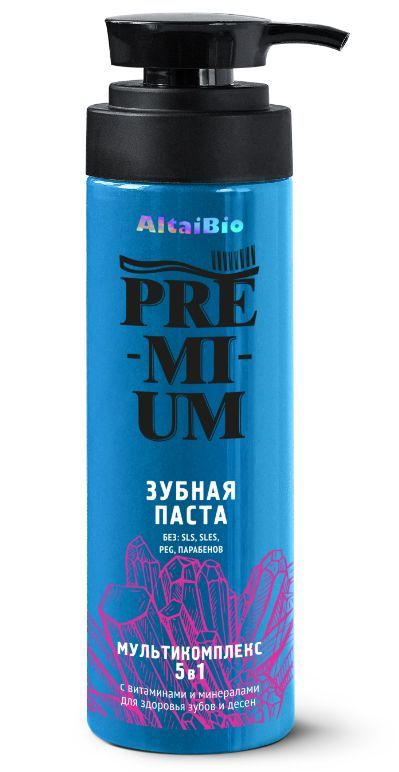 Алтайбио Premium Зубная паста мультикомплекс 5 в 1 с витаминами и минералами, 250 г Две линии