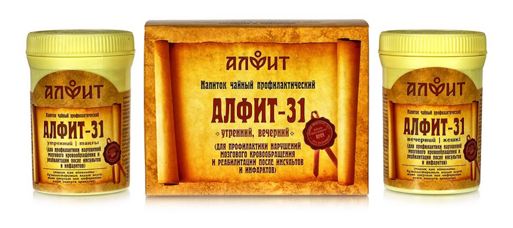Чайный напиток Алфит-31 для мозгового кровообращения, 120 г (60 брикетов по 2 г),