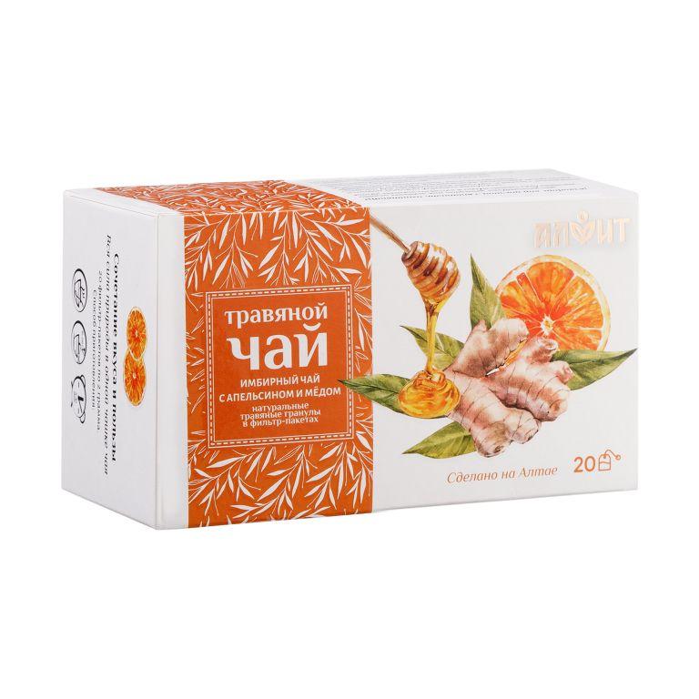 Травяной чай Имбирный чай с апельсином и мёдом, 20 ф/пак по 2 гр., Алфит