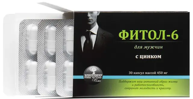 Фитосбор в капсулах Фитол-6, для мужчин, 30 капс по 450 мг