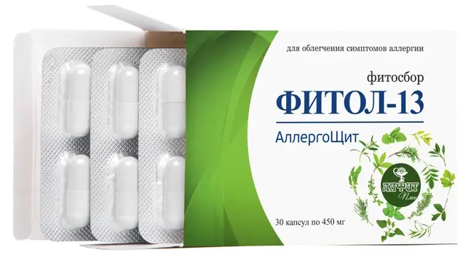 Фитосбор в капсулах Фитол-13 АллергоЩит, 30 капс по 450 мг
