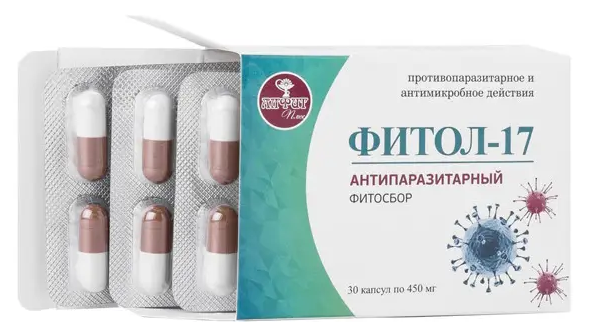Фитосбор в капсулах Фитол-17 Антипаразитарный, 30 капс по 450 мг
