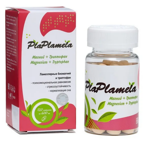 PlaPlamela Магний и триптофан 120 таблеток по 600 мг, Сашера-Мед дигидрокверцетин селен plaplamela 120 таблеток по 600 мг