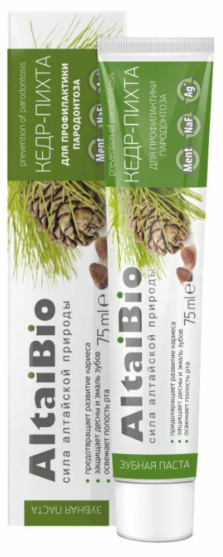 Алтайбио Зубная паста Кедр-Пихта, профилактика пародонтоза, 75 мл, Две линии