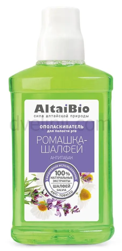 Алтайбио Ополаскиватель для полости рта Ромашка-Шалфей отбеливание, 400 мл, Две линии