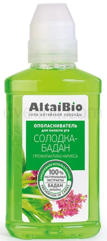 Алтайбио Ополаскиватель для полости рта Солодка-Бадан, профилактика кариеса, 200 мл, Две линии ополаскиватель для полости рта altaibio профилактика кариеса солодка бадан 400 мл