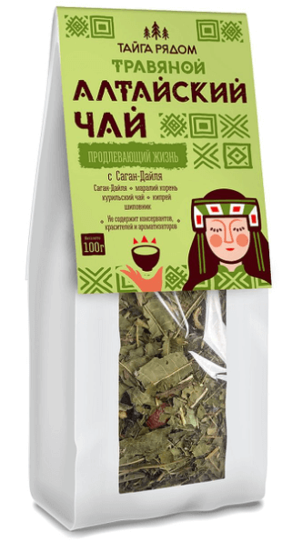Алтайский травяной чай Продлевающий жизнь с саган -дайля, 100 г., серия Тайга рядом чай травяной саган дайля с баданом 50 г
