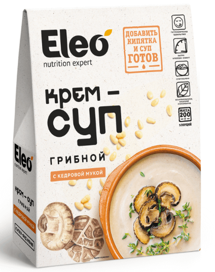 Крем-суп грибной с кедровой мукой, 200 г. (5*40 г) , серия Eleo крем суп мираторг грибной 360 г