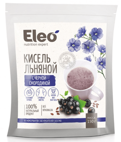 Кисель льняной с чёрной смородиной, 150 г., серия Eleo