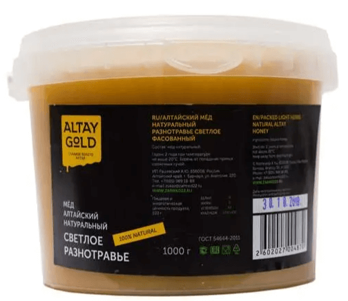 мед полевое разнотравье пластикс 350гр Мед классический Разнотравье, 1 кг, Altay GOLD