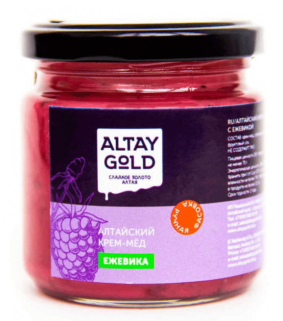 Крем-мёд Ежевика, 225 г, Altay GOLD крем мёд с кедровым орехом 225 г altay gold