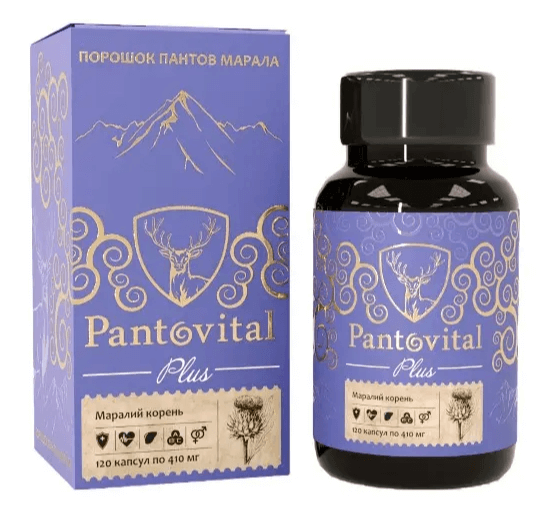 Пантовитал+ с Маральим корнем (120 капсул по 410 мг), Pantovital