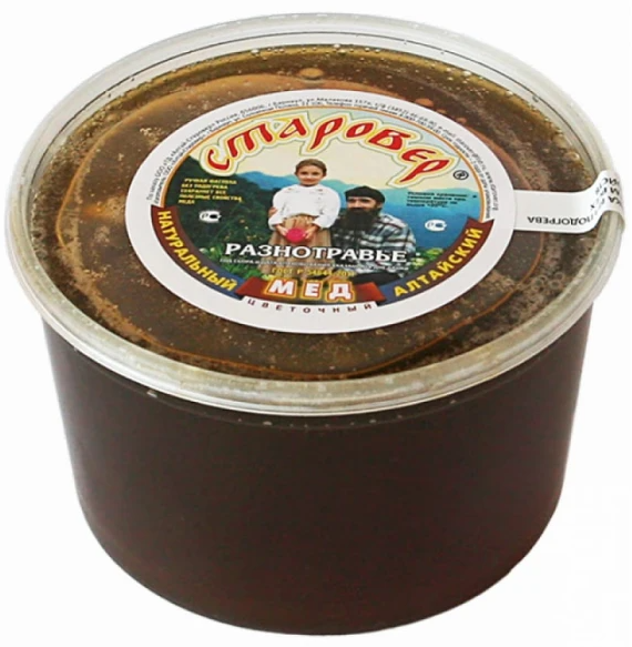 Мед разнотравье 900 г Алтай старовер 560₽
