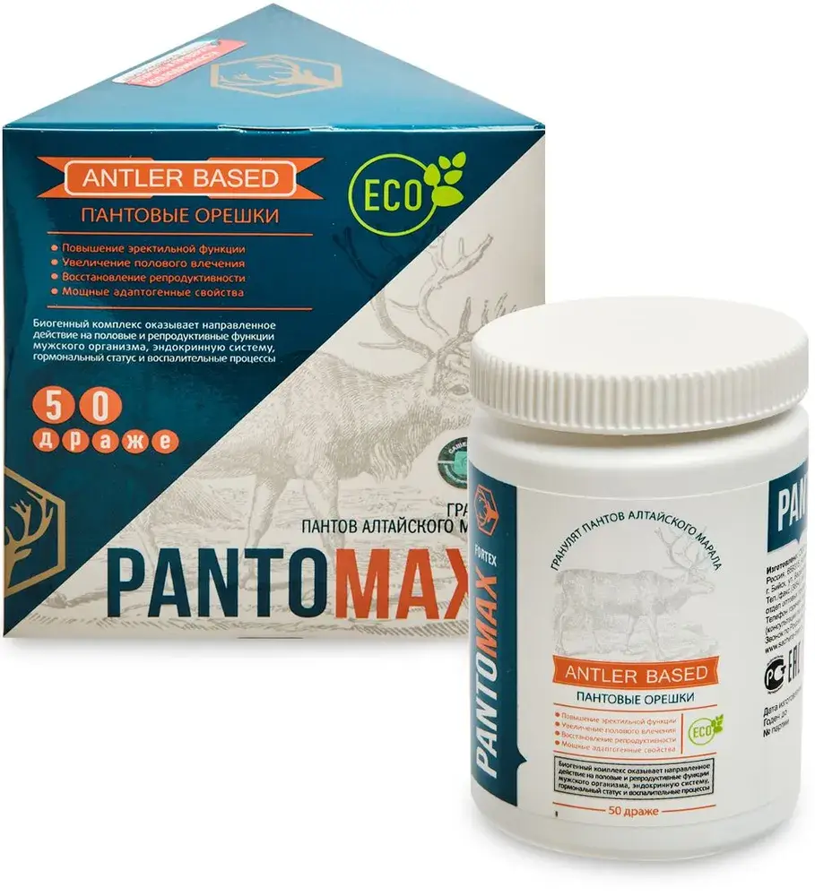 Купить Пантомакс (Pantomax Fortex) пантовые орешки, (1 уп./50 драже ...
