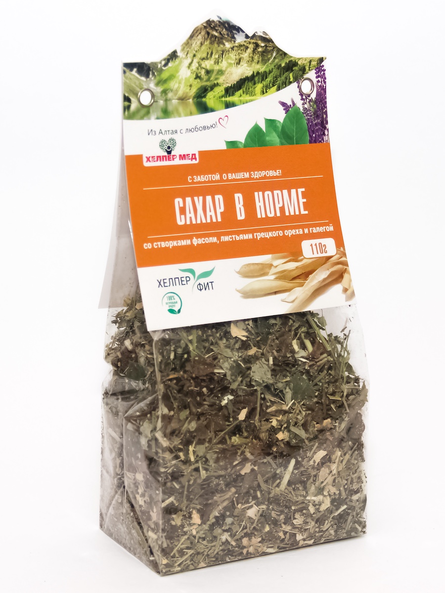 Фитосбор Сахар в норме со створками фасоли листьями грецкого ореха и галегой 110 гр Хелпер Мед 343₽
