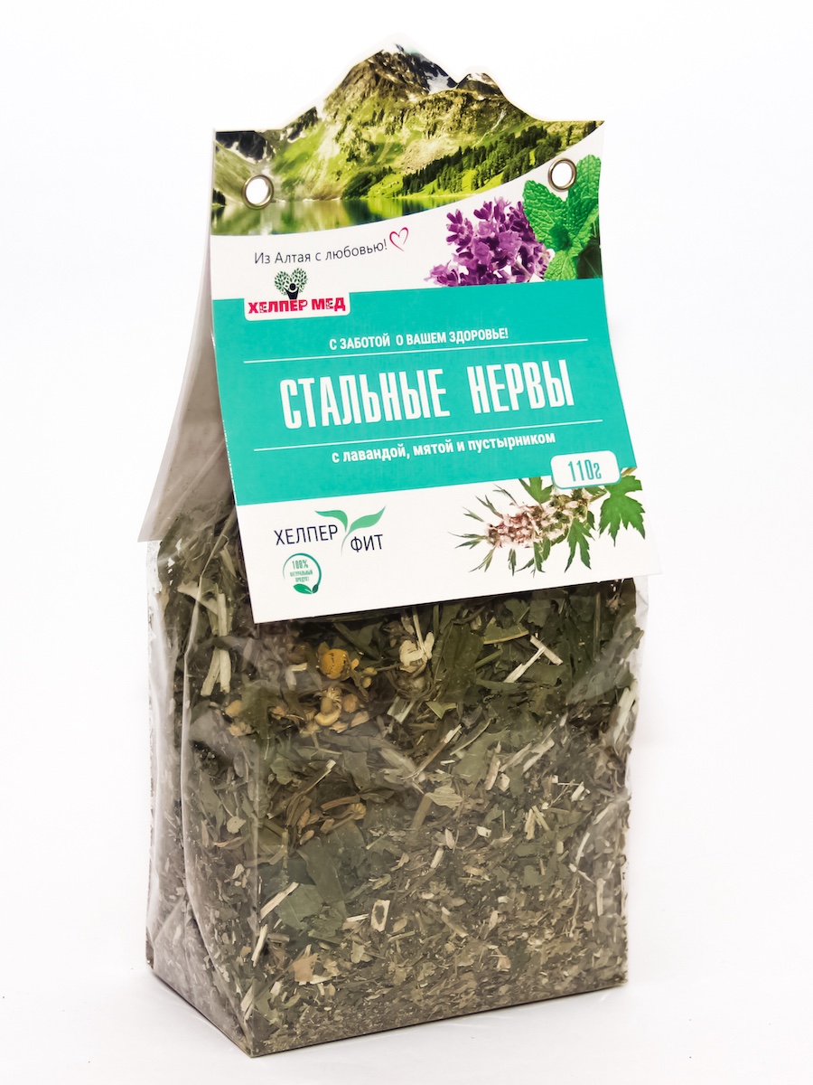 Фитосбор Стальные нервы с лавандой мятой и пустырником 110 гр Хелпер Мед 343₽