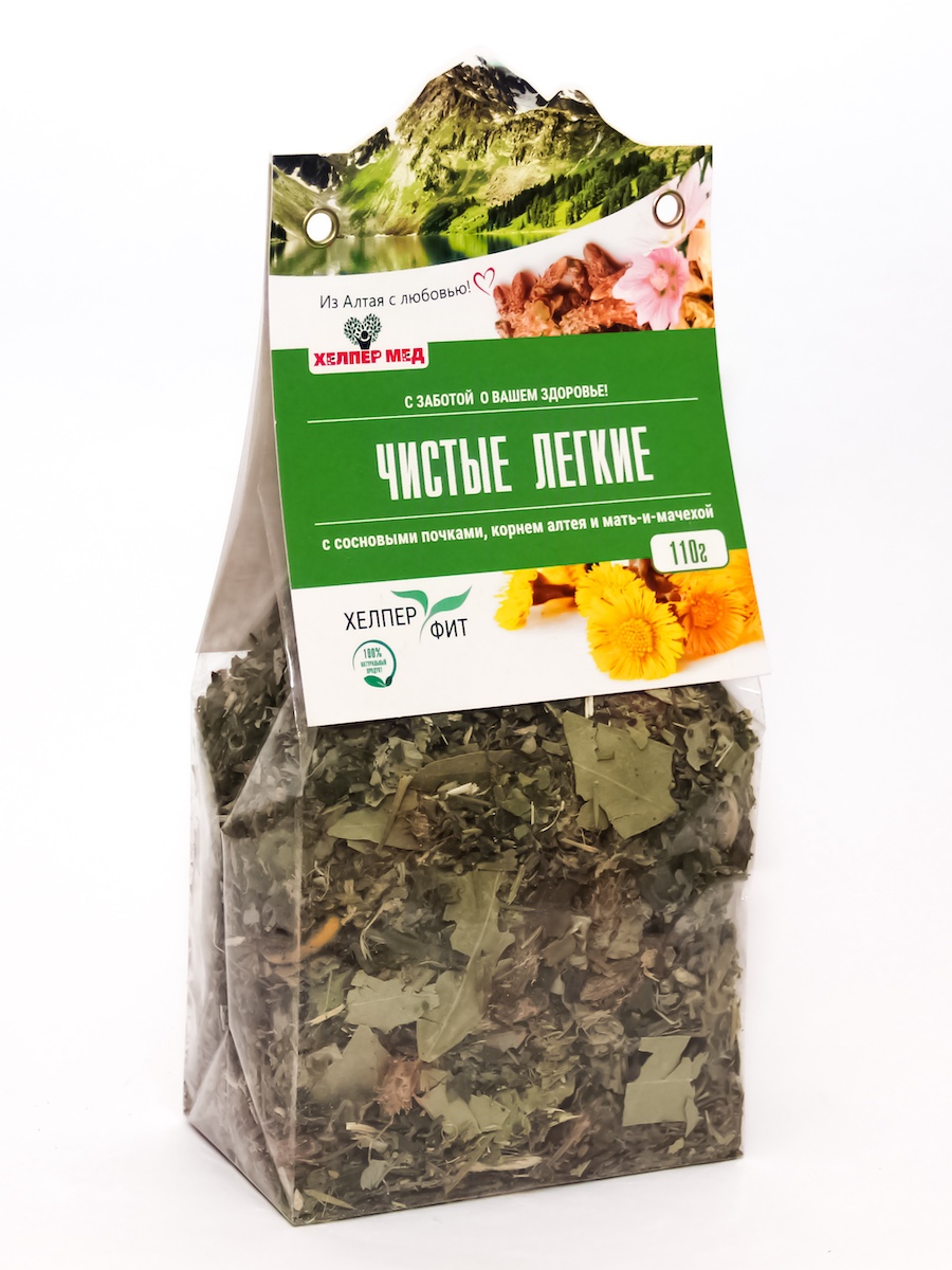 Фитосбор Чистые легкие с сосновой почкой корнем алтея и мать-и-мачехой 110 гр Хелпер Мед 343₽